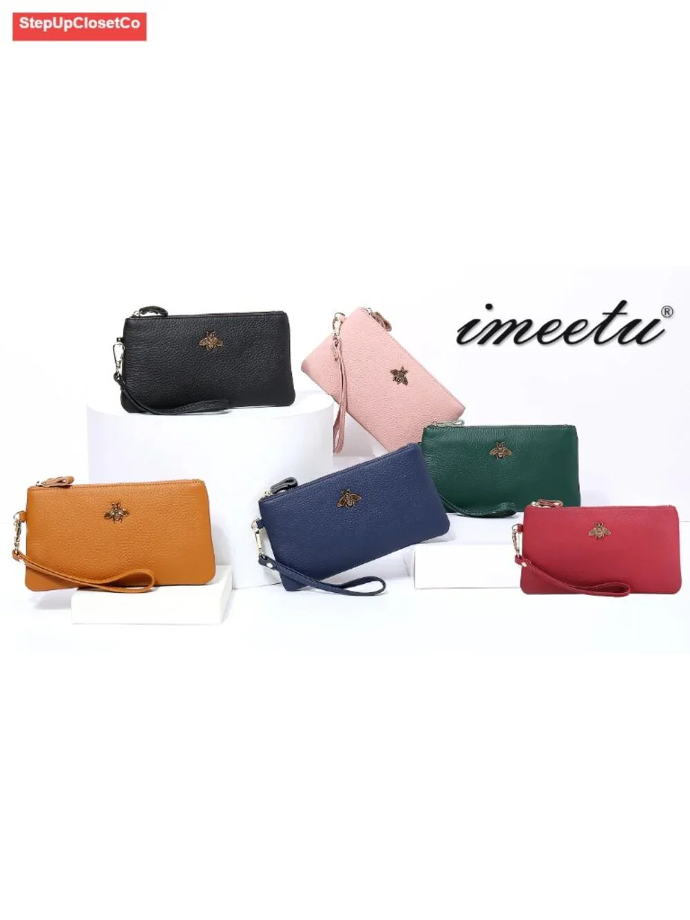 Genuine Leather Wristlet Wallet for Women with Detachable Strap